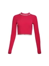 Rabanne Embellished Knit Cropped Top In Red