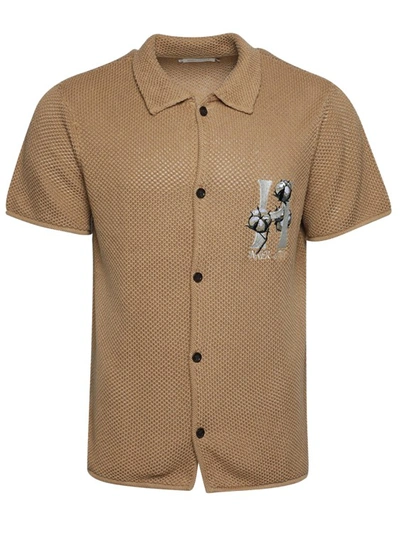 Honor The Gift Knit H Short Sleeve Button Up Shirt In Brown