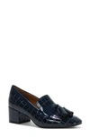 Donald Pliner Kressida Croc Embossed Tassel Loafer In Navy