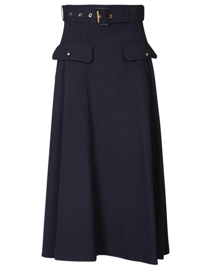 Alexander Mcqueen Blue High-waist Skirt In Black