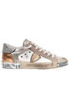 Philippe Model Paris White Glitter Powder Sneakers In Multicolor