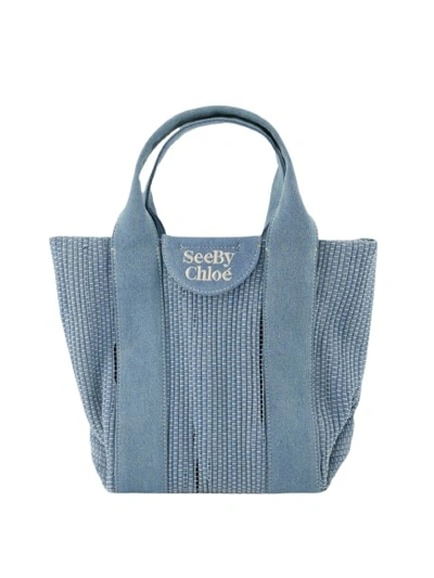 See By Chloé See By Chloe Laetizia Small Denim Tote In Blue