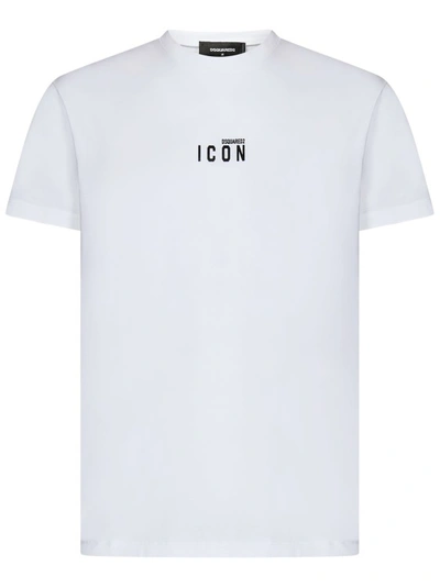 DSQUARED2 WHITE COTTON T-SHIRT WITH MINI LETTERING PRINT