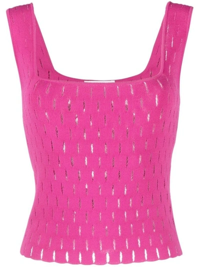Genny Perforated Sleeveless Knitted Top In Pink