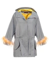 ANDREEVA GREY PARKA WITH DETACHABLE FEATHERS CUFFS