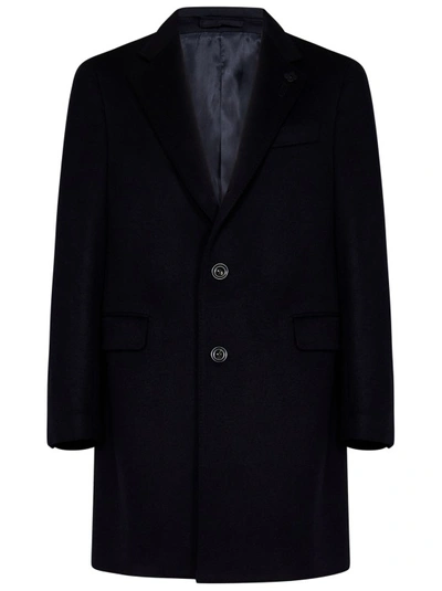 Lardini Black Single-breasted Coat In Blue