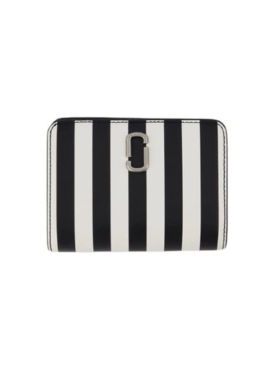 Marc Jacobs Marj Jacobs The Striped J Marc Mini Compact Wallet In Black