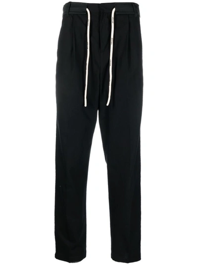 Palm Angels Side-stripe Track Pants In Black Blac