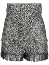 Genny High-waist Fringed Shorts In Black