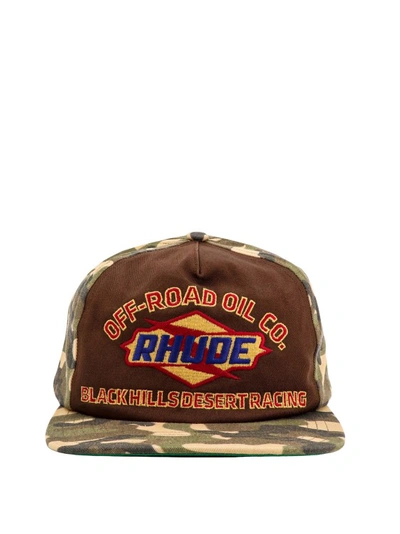 Rhude Camouflage Cotton Hat In Brown