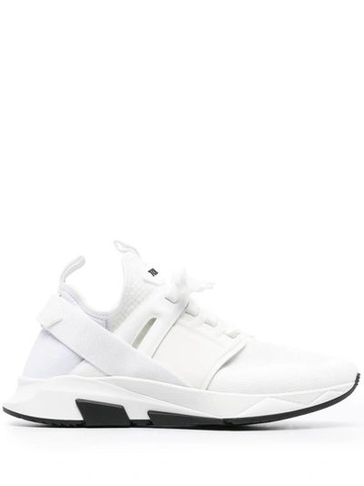 TOM FORD WHITE LACE-UP SNEAKERS