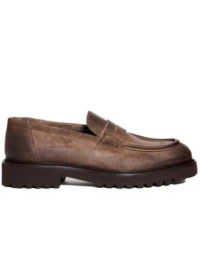 Doucal's Faded Taupe Suede Moccasins In Brown