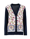 Etro Grape-print Cotton-blend Cardigan In Blue