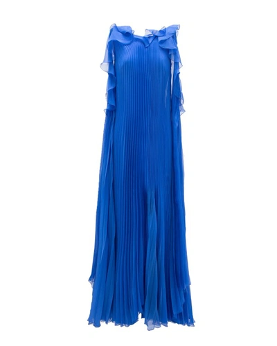 Gemy Maalouf Flared Royal Blue Dress - Long Dresses
