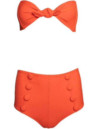 Lisa Marie Fernandez Poppy High Waist Bikini Set In Orange