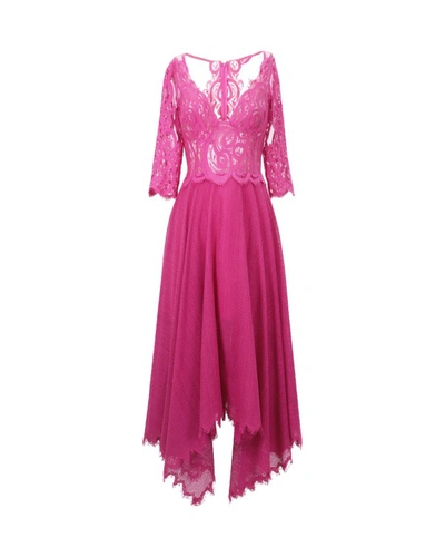 Gemy Maalouf V-neckline Dress With Detachable Cage - Midi Dresses In Pink