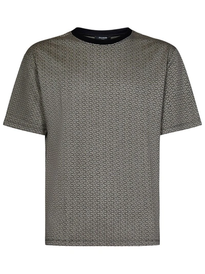 Balmain Jacquard Monogram T-shirt In Grey