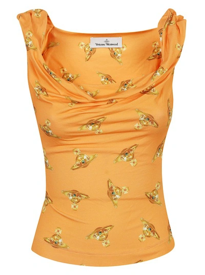 Vivienne Westwood Allover Logo-print Top In Orange