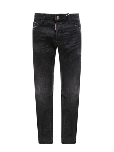 Dsquared2 Sexy Twist Black Skinny Jeans With Destroyed Effect And Paint Stains In Cotton Denim Man D-squared2