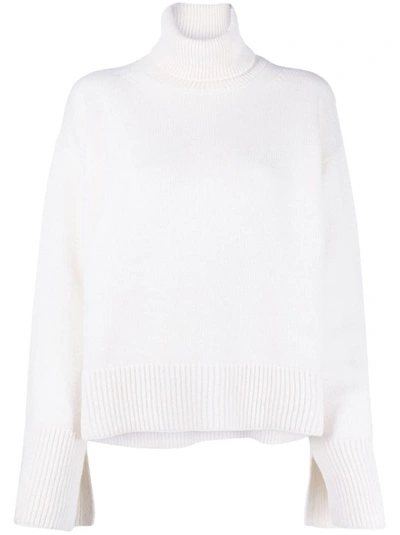 P.a.r.o.s.h. White Knitted Wool Turtleneck Sweater