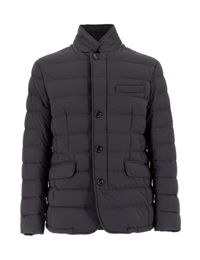 Moorer Classic Cut Jacket Padded With Goose Down In Black