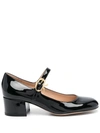 Gianvito Rossi Womens Black Mary Ribbon Vernice Patent-leather Heeled Courts