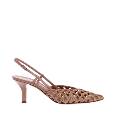 Casadei Slingback Woven Leather Pumps In Brown