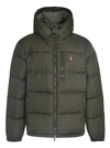 Polo Ralph Lauren Logo Embroidered Hooded Down Jacket In Green