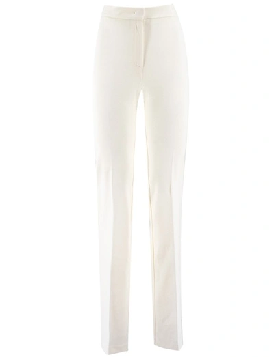 Pinko Stretch Viscose Fabric Trousers In White