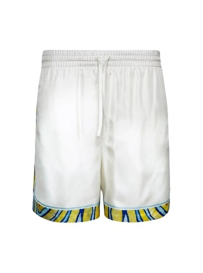 Casablanca Graphic-print Silk Track Shorts In Aquatique