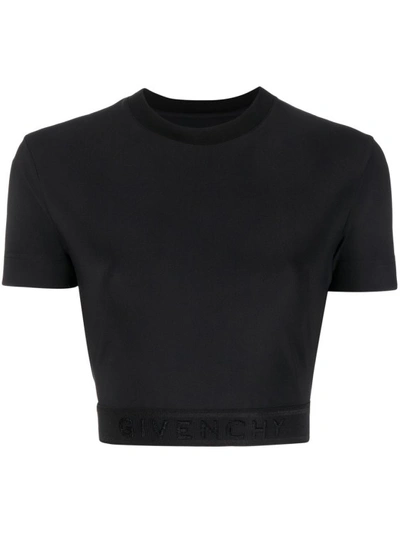 GIVENCHY BLACK CROPPED T-SHIRT