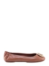 Tory Burch Ballet Flats Minnie Leather Brown Tan In Browne