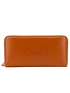 CHLOÉ LEATHER WALLET WITH EMBROIDERED LOGO