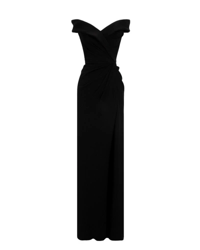 Gemy Maalouf Crepe Ruffled Dress - Long Dresses In Black