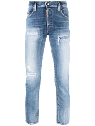 Dsquared2 Logo-patch Mid-rise Skinny Jeans In Blue