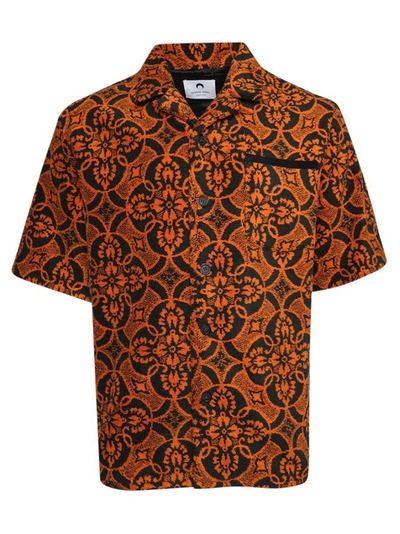 Marine Serre Printed Cotton Shirt In Orange