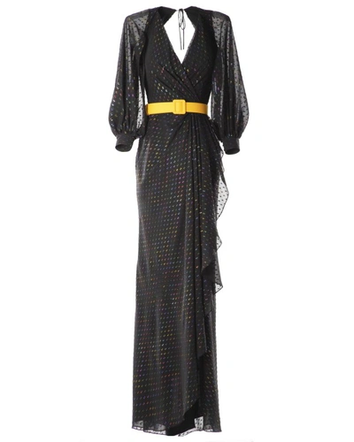 Gemy Maalouf V-neckline Long Dress With Belt - Long Dresses In Black