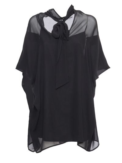 P.a.r.o.s.h Tie Neck Blouse In Black