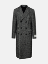 Dolce & Gabbana Double-breasted Wool Houndstooth Coat In Black