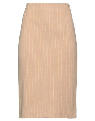 Diana Gallesi Woman Midi Skirt Camel Size 6 Polyester, Viscose, Polyamide, Elastane In Beige