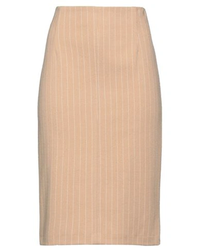 Diana Gallesi Woman Midi Skirt Camel Size 4 Polyester, Viscose, Polyamide, Elastane In Beige