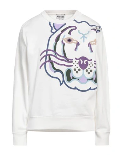 Kenzo Woman Sweatshirt White Size Xl Cotton, Elastane