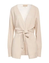 120% Lino Woman Cardigan Beige Size L Cashmere, Virgin Wool