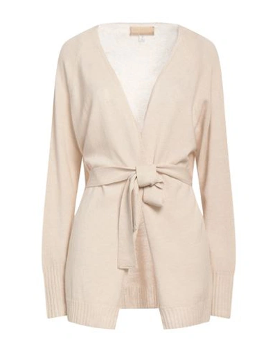 120% Lino Woman Cardigan Beige Size M Cashmere, Virgin Wool