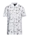 Armani Exchange Man Polo Shirt White Size M Cotton, Elastane