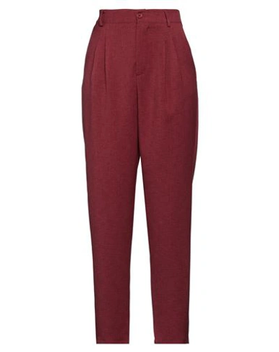 Manila Grace Woman Pants Burgundy Size 10 Polyester, Elastane In Red