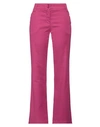 120% Lino Woman Pants Fuchsia Size 2 Linen, Cotton, Elastane In Pink