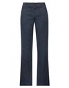 120% Lino Woman Pants Navy Blue Size 4 Linen, Cotton, Elastane