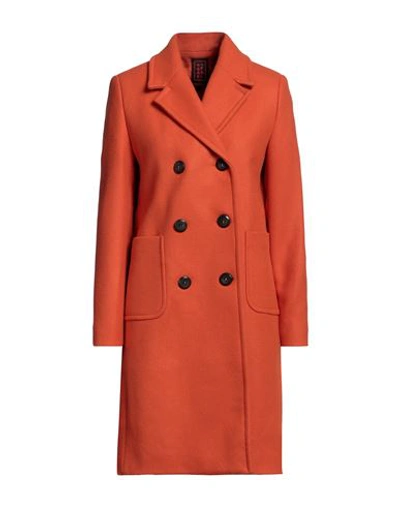 Stefanel Woman Coat Orange Size 8 Wool, Polyamide
