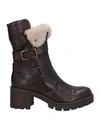 Paola Ferri Woman Ankle Boots Dark Brown Size 10 Soft Leather, Shearling In Brown